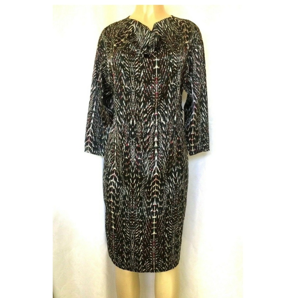 Rebecca Moses Silk Dress Draped neck Long Sleeve S